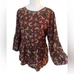 Time and Tru Floral Peplum Top Size XL